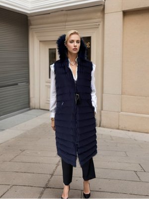 Lacivert Kapuşonlu Şişme Yelek