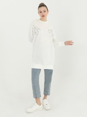 İp Kumaş Boncuk Ve Pul Detaylı Sweatshirt