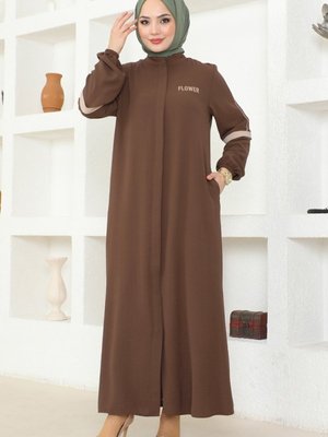 Kahve Yazı Baskılı Mevsimik Ferace