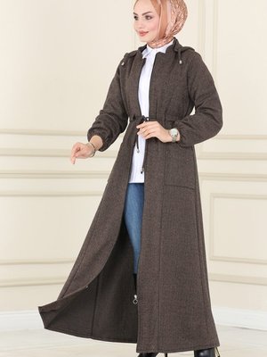 Kahve Beli Tünelli Kışlık Ferace Kahve Beli Tünelli Kışlık Ferace