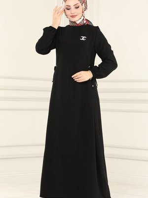 Siyah Yandan Bağlamalı Aerobin Elbise