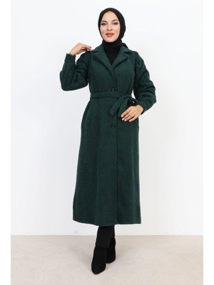 Zümrüt Yeşili Kruvaze Yaka Düğmeli Kap