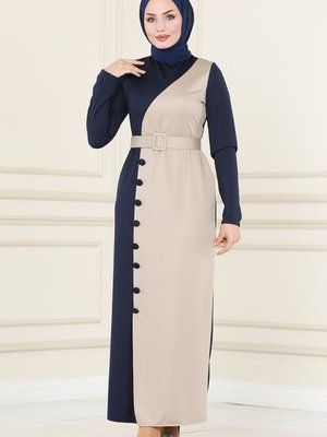 Laci & Vizyon Çift Renkli Kalem Elbise