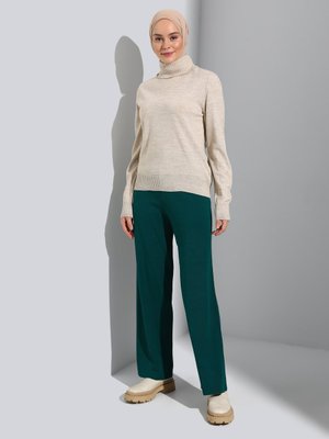 Geniş Paça Triko Pantolon Zümrüt Geniş Paça Triko Pantolon Zümrüt