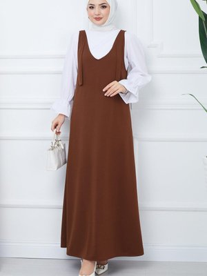 Nehir Örme Jile Elbise Kahverengi