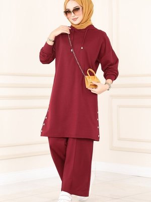 Bordo Çıtçıt Detaylı İkili Takım