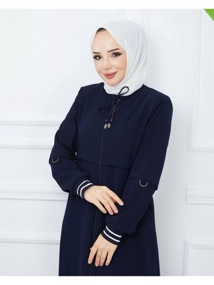 Yeni Sezon Spor Tarz Ribanalı Yazlık Lacivert Ferace