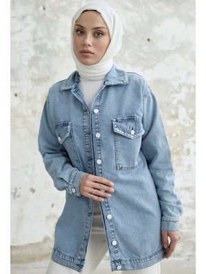 Mavi Kapak Cepli Kot Ceket Mavi Kapak Cepli Kot Ceket