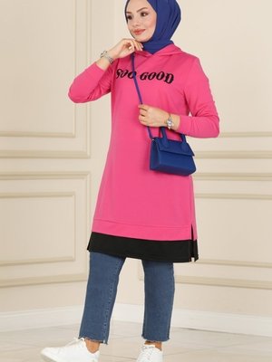 Fuşya Yazı Detaylı Spor Tunik Fuşya Yazı Detaylı Spor Tunik