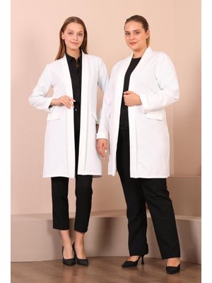 Buyuk Beden Kadin Tesettur Giyim Blazer Ceket Ekru