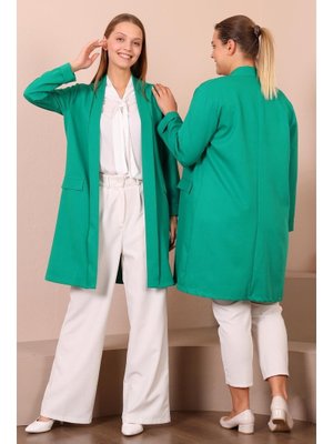 Buyuk Beden Kadin Tesettur Giyim Blazer Ceket Yeşil