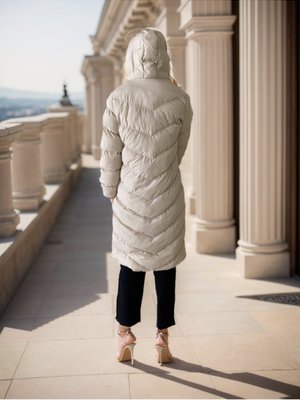 Krem Kapuşonlu Şişme Mont Krem Kapuşonlu Şişme Mont