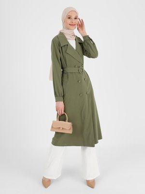 Kemerli Trençkot Haki