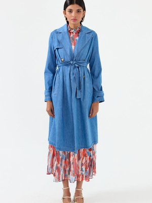 Denim Trençkot Açık Mavi