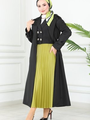 Siyah İki Parçalı Trençkot Siyah İki Parçalı Trençkot