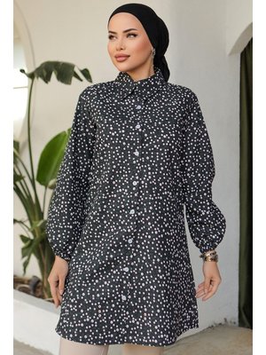 Siyah Çıtır Çiçek Desen Gömlek Siyah Çıtır Çiçek Desen Gömlek