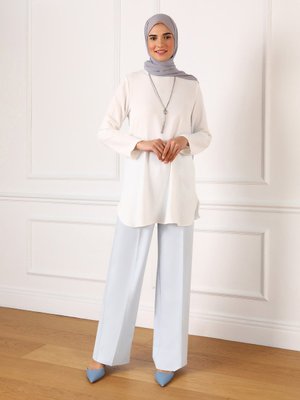 Off White Aerobin Yanları Yırtmaçlı Tunik