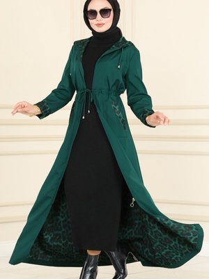 Zümrüt Leopar Desenli Trençkot Zümrüt Leopar Desenli Trençkot