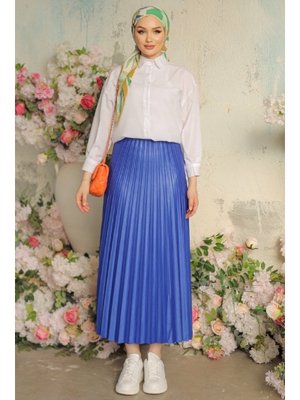 İndigo Laris Piliseli Etek