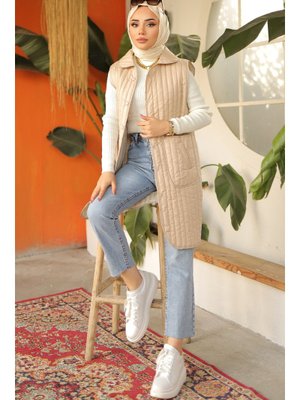 Taş Rengi Çi̇ft Cepli̇ Yelek