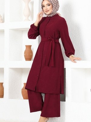 Bordo Kemerli Kışlık Takım