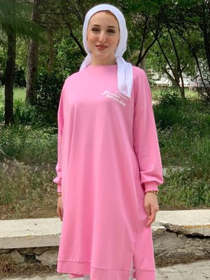 Leylak Yüksek Baskılı Uzun Sweatshirt Leylak Yüksek Baskılı Uzun Sweatshirt