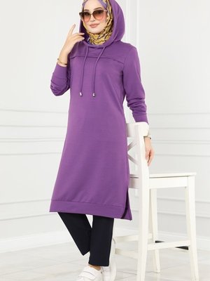 Lila Pat Detaylı Spor Tunik Lila Pat Detaylı Spor Tunik