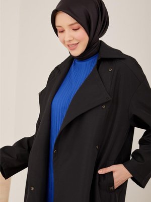 Çift Fletolu Çıtçıtlı Kap Siyah