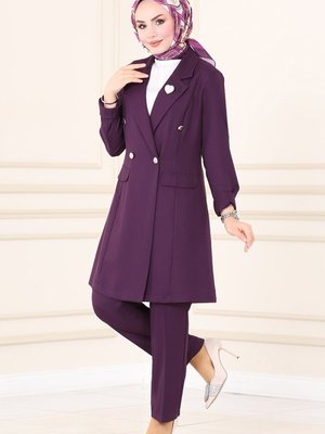Mor Blazer Ceketli Takım