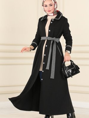 Siyah Kemerli Kışlık Ferace Siyah Kemerli Kışlık Ferace