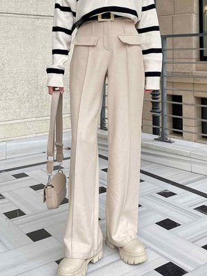 Ön Kapak Cep Detaylı Çimalı Pantolon