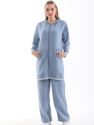 Bebe Mavi Yazlık Sweat Pantolon Alt Üst İkili Takım