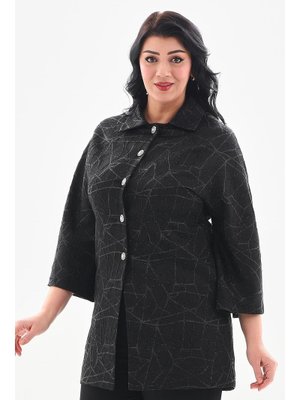 Büyük Beden Siyah Tek Ceket
