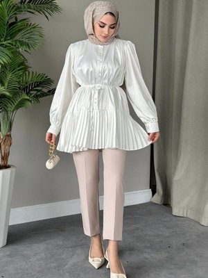 Milano Piliseli Gömlek Beyaz Milano Piliseli Gömlek Beyaz