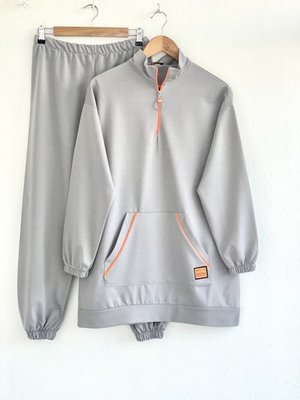 Neon Şeritli Yarım Fermuarlı İkili Takım