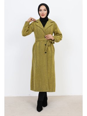 Sarı Kruvaze Yaka Düğmeli Kap