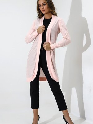 Somon Italyan Reglan Kol Önü Açık Oval Etek Uzun Boy Penye Hırka & Kaftan Somon Italyan Reglan Kol Önü Açık Oval Etek Uzun Boy Penye Hırka & Kaftan