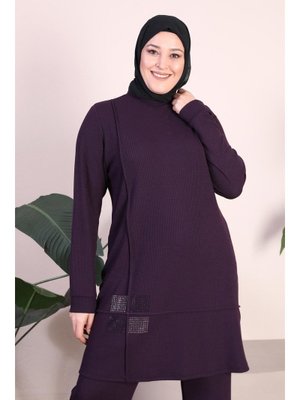 Mürdüm Büyük Beden Triko Takım