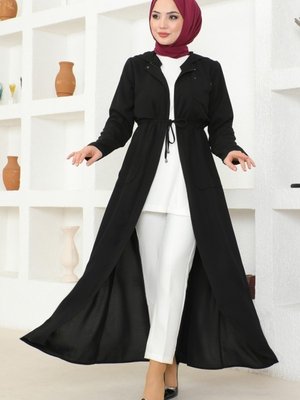Siyah Beli Tünelli Krep Ferace