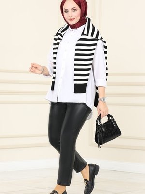 Siyah Beli Bağcıklı Deri Pantolon Siyah Beli Bağcıklı Deri Pantolon