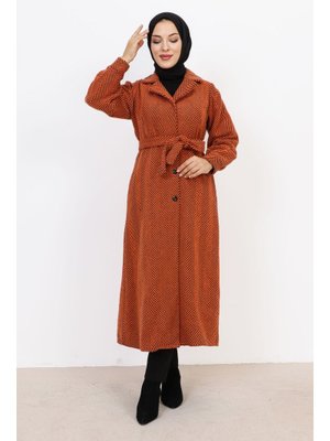 Turuncu Kruvaze Yaka Düğmeli Kap Turuncu Kruvaze Yaka Düğmeli Kap