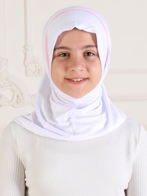 Beyaz Çocuk Hijap Düz Renk Biyeli Beyaz Çocuk Hijap Düz Renk Biyeli