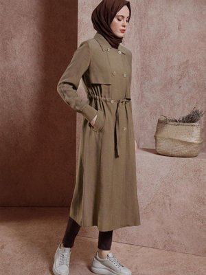 Beli Büzgülü Trençkot