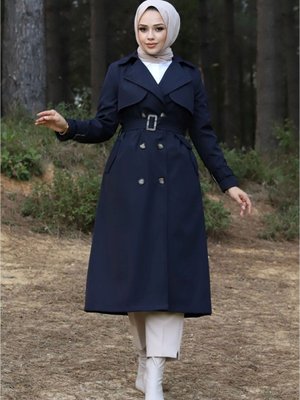 Ceket Yaka Kol Detaylı Astarlı Trençkot