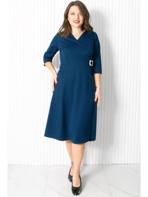 Lacivert Broş Detaylı Abiye Elbise