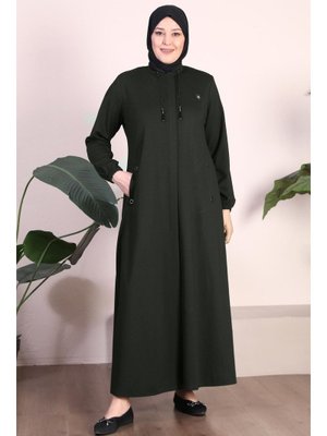 Haki Buyuk Beden Uzun Kislik Tam Boy Kadin Pardesu