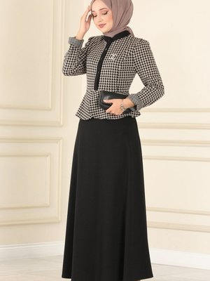 Kazayağı Vizyon & Siyah Bluzu Volanlı Kışlık Elbise