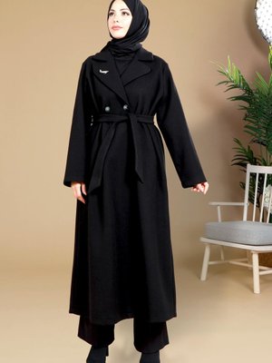 Siyah Kaşe Keçe Manto