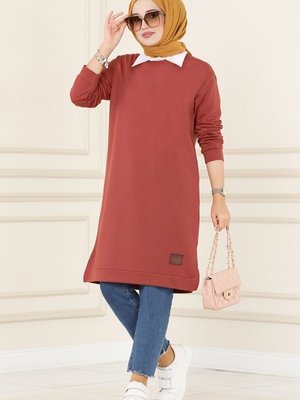 Koyu Gül Kurusu Arma Detaylı Basic Tunik Koyu Gül Kurusu Arma Detaylı Basic Tunik