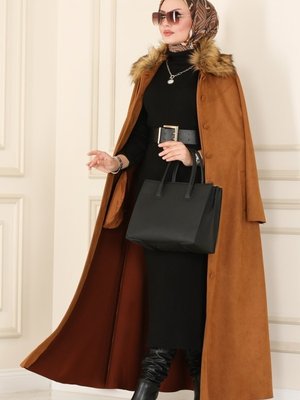 Taba Kürk Detaylı Süet Ferace Taba Kürk Detaylı Süet Ferace